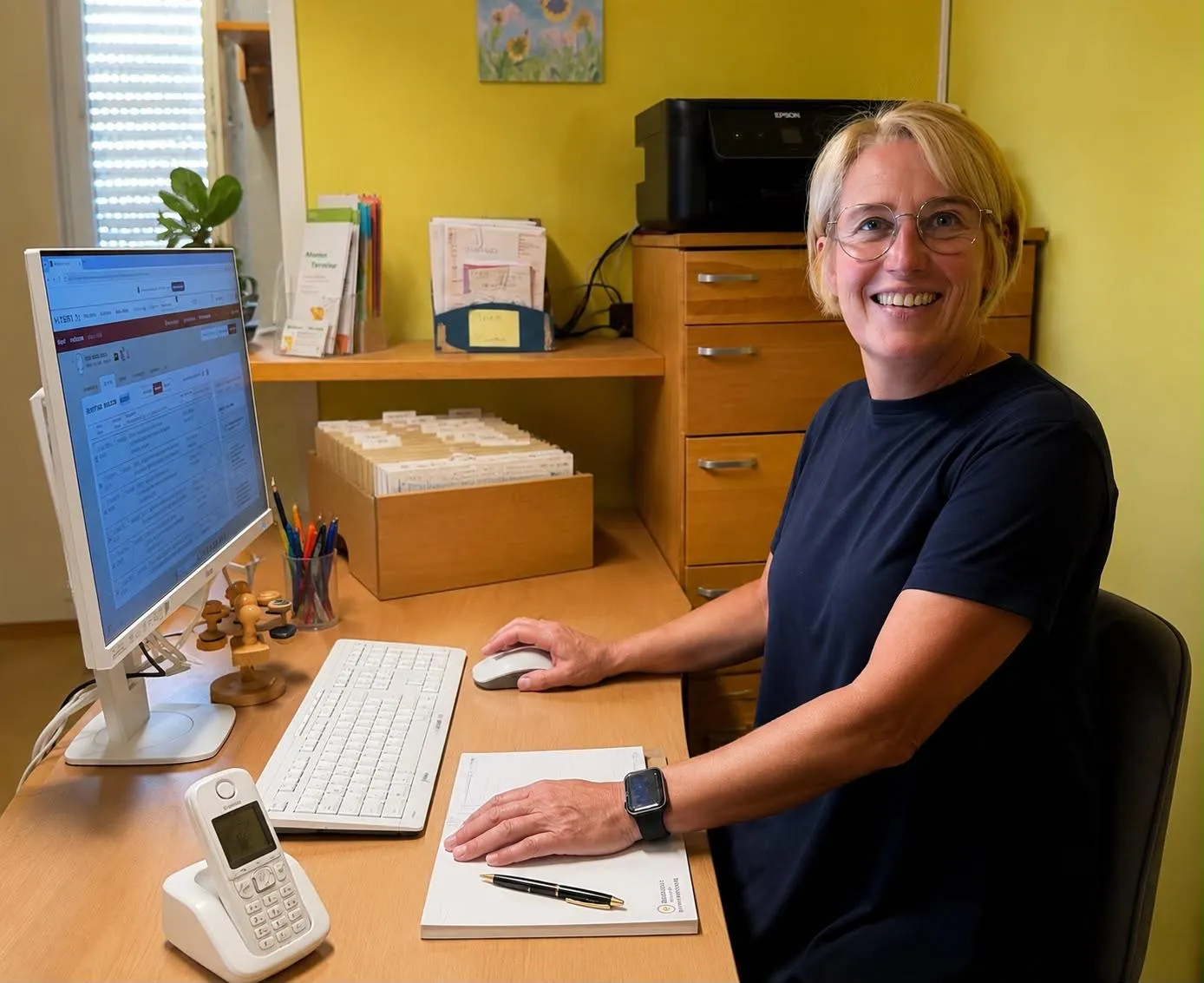 Physiotherapeutin bei der Arbeit in der Praxis.